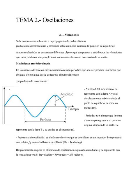 Evi1My E2 TEMA 2 Oscilaciones 2 Vibraciones Se Le Conoce Como