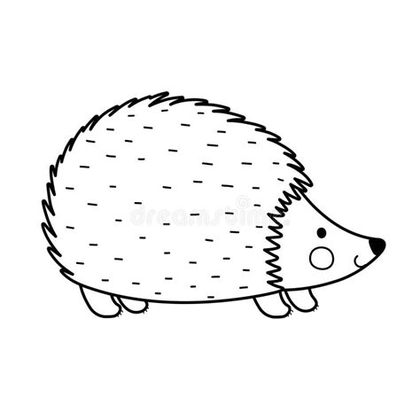 Cute Black and White Hedgehog in Cartoon Style. Forest Character for Kids Design in Outline ...