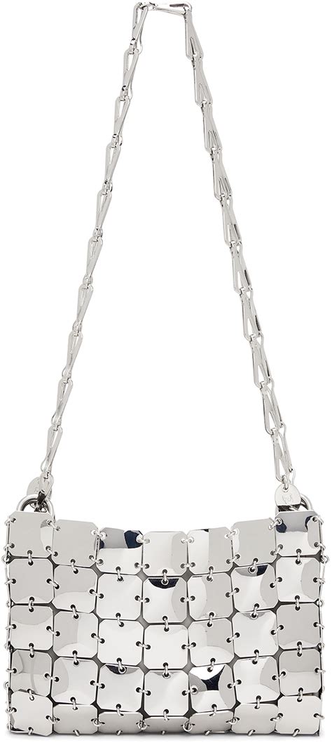 Paco Rabanne Silver Metallic Nano Square Shoulder Bag Paco Rabanne