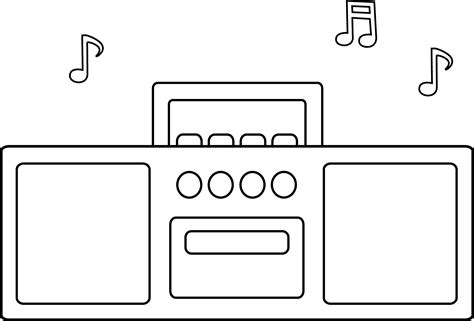 Simple Radio Line Art - Free Clip Art