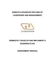 1 BSBMGT617 Assessment Manual V4 0 Pdf BSB61015 ADVANCED DIPLOMA OF