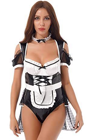 Zaldita Women S Sexy French Maid Set Outfits Anime Cosplay Wet Look