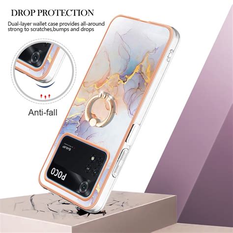 For Xiaomi Poco M4 Pro 4G Electroplating IMD TPU Phone Case With Ring