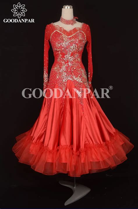 Red Ballroom Dance Dress For Competition Standard Dress Lady Dance