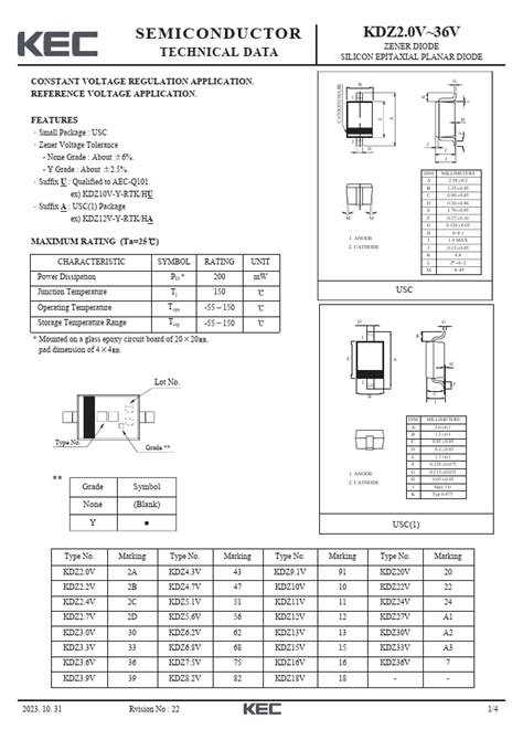 Kdz V Kec Diode Hoja De Datos Ficha T Cnica Distribuidor