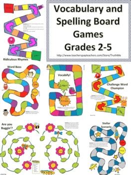 Vocabulary and Spelling Board Games for Engaged Spelling Centers