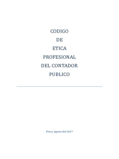 Codigo De Etica Profesional Del Contador Publico Pdf Contador