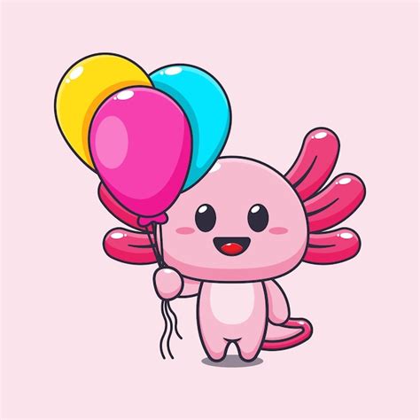 Axolotl Avec Illustration Vectorielle De Ballon Dessin Anim Vecteur