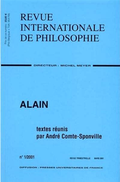 Revue Internationale De Philosophie 215 1 2001 Alain Tome 215