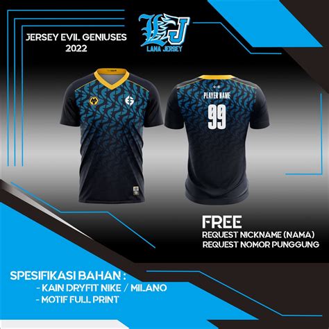 Jual Jersey Evil Geniuses New Free Request Nickname Number