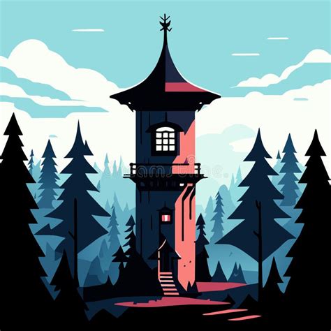 Vector Illustration of a Fairy Tale Castle in the Forest. Illustration ...