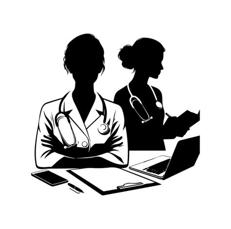 Premium Vector Female Doctor Silhouette Illustration Set Physicians