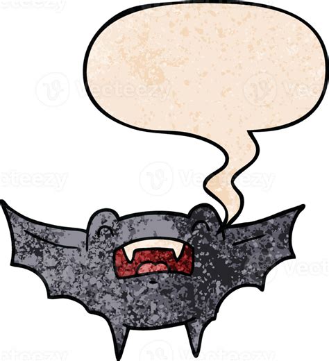 Cartoon Vampire Bat And Speech Bubble In Retro Texture Style 43493152 Png