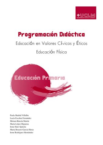 Programacion Didactica Educacion En Valores Civicos Y Eticos Y