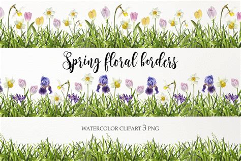 Grass Clipart Spring Watercolor Flowers Graphic By WatercolorGardens