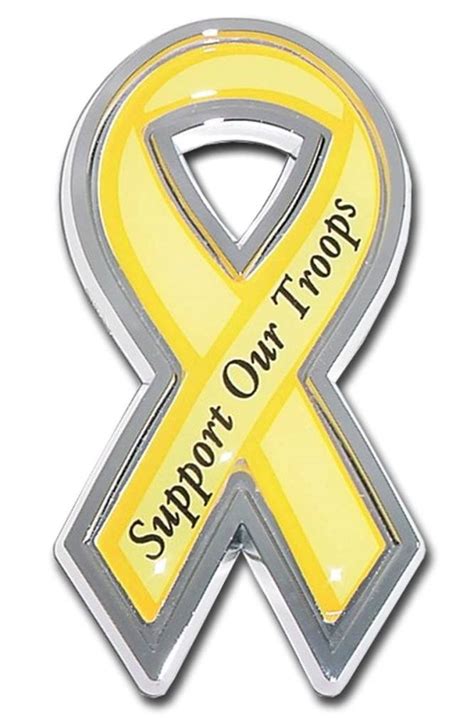 Yellow Ribbon Support Our Troops Car Emblem I Americas Flags