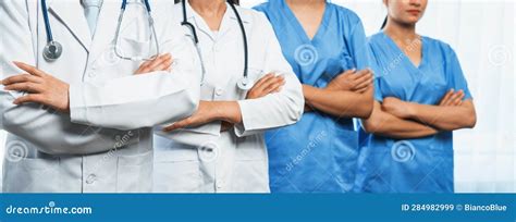 Confident Medical Staff Team In Panoramic Banner Neoteric Stock Image