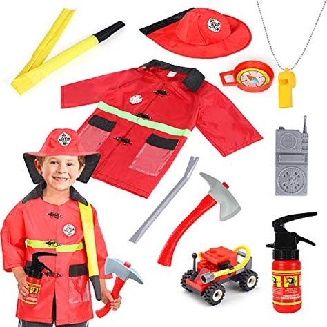 Kids Fire Chief Role Play Costume Fireman Dress Up Set Pretend Role