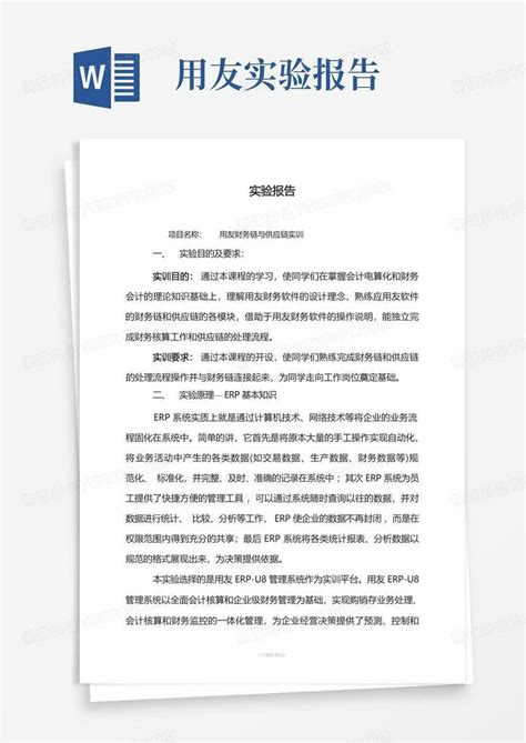 用友实验报告数学自然科学专业资料 用友实验报告word模板下载编号lgrjognj熊猫办公