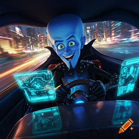 blue skinned bald animated character resembling megamind wearing
