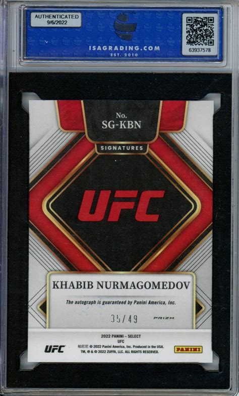 Panini Select Ufc Khabib Nurmagomedov Blue Prizm Auto Sp Isa