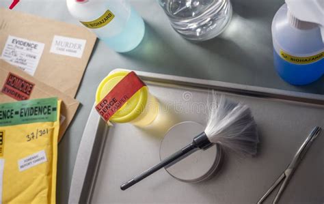 Files And Evidence Bag In A Crime Lab Stock Image Image Of Ballistic