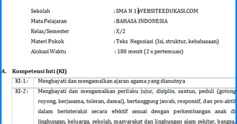 Rpp Bahasa Indonesia Kelas 10 Semester 2 K13 Revisi 2018 Info Dari Ops