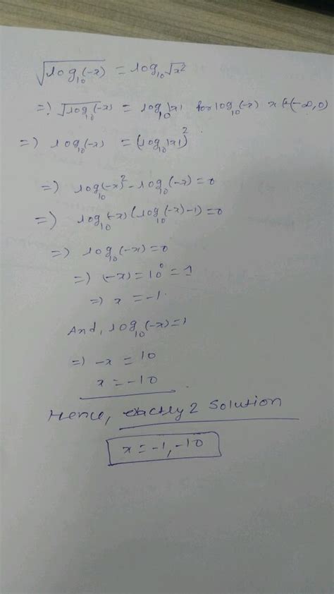 Number Of Real Solution Of The Equation √log10 X Log10√x2 Is