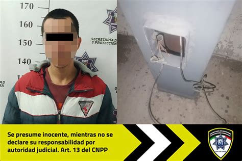 C4 Municipal detecta a hombre robando cableado de alumbrado público en