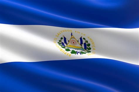 Bandera de El Salvador Ilustración 3d de la bandera salvadoreña