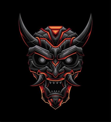 Premium Vector Illustration Of Japanese Demon Oni Mask Design