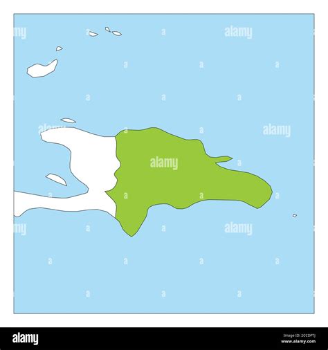 Mapa De La República Dominicana Resaltado En Verde Con Los Países Vecinos Imagen Vector De Stock