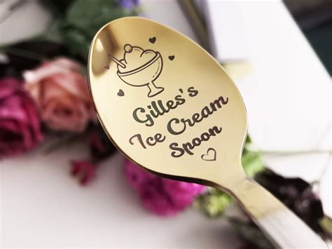 Personalized Ice Cream Spoon Engraved With Name Custom Gift Etsy In