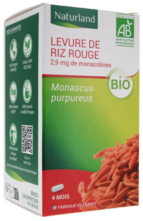 Naturland Levure de Riz Rouge Bio 120 Gélules parapharmacielafayette