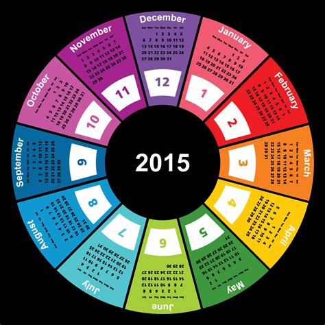 2015 Colorful Geometric Circular Calendar Vector Download