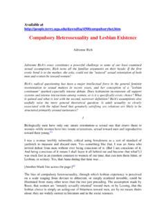 Compulsory Heterosexuality And Lesbian Existence Compulsory Heterosexuality And Lesbian