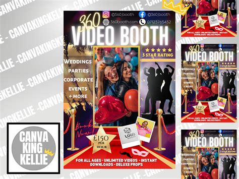 Photo Booth Flyer Canva Template Social Media Video Booth