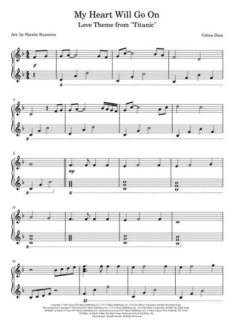 My Heart Will Go On Love Theme From Titanic By Celine Dion Easy Piano Digital Sheet