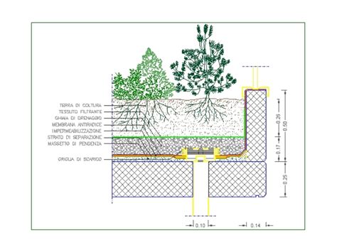 Detalle De Cubierta Plana Verde En DWG 503 21 KB Librería CAD