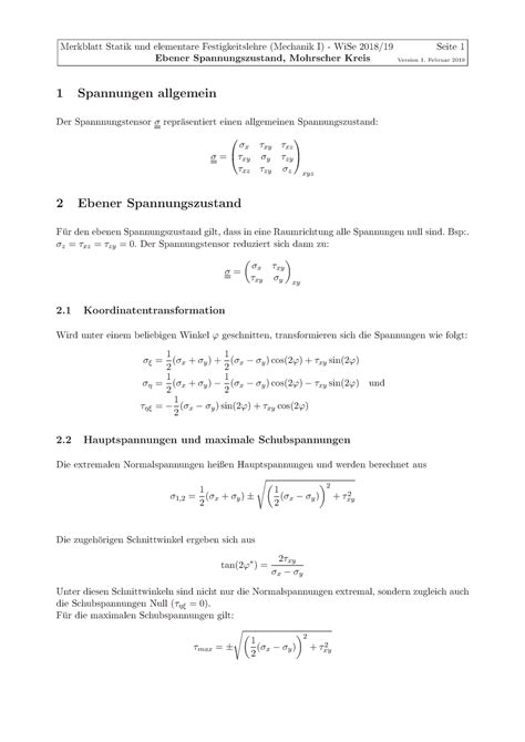 Formelsammlung Mechanik Merkblatt Statik Und Elementare