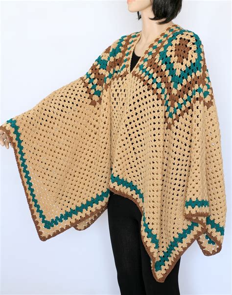 Crochet Poncho Beige Poncho Woman's Pullover Cardigan - Etsy