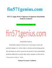 Fin Apply Week Signature Assignment Shareholder Analysis Walmart