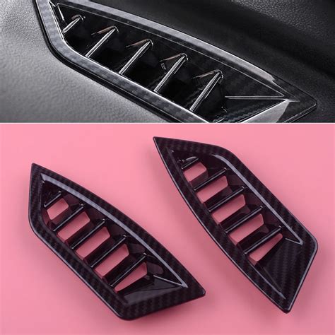 DWCX 2Pcs Car Interior Dashboard Air Vent Outlet Trims Overlay Carbon