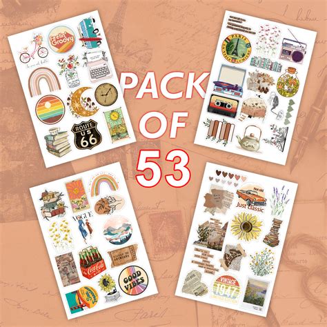 Vintage Aesthetic Laptop Stickers Pack of 53 – Stickerly