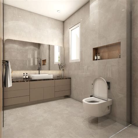 Spacious Bathroom Design With A Neutral Colour Scheme Livspace