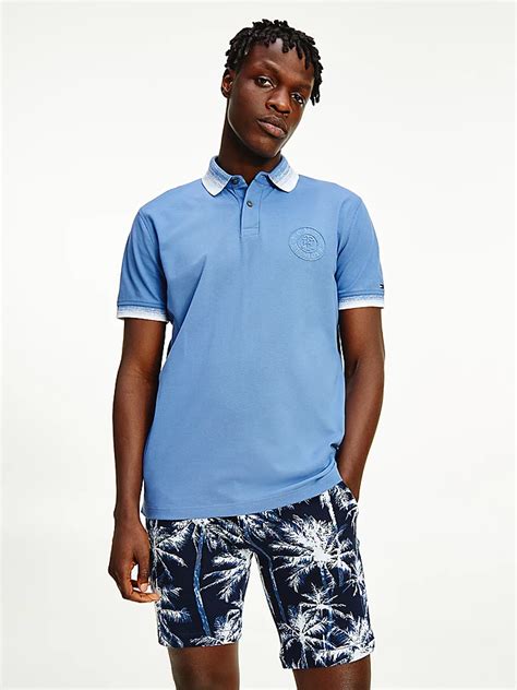 Polo Coupe Standard à Col Dip Dye Bleu Tommy Hilfiger