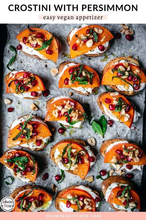 Easy Vegan Crostini Appetizer with Pomegranate - Crowded Kitchen