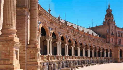 Spain Square Plaza De Espana Is In The Public Maria Luisa Park In