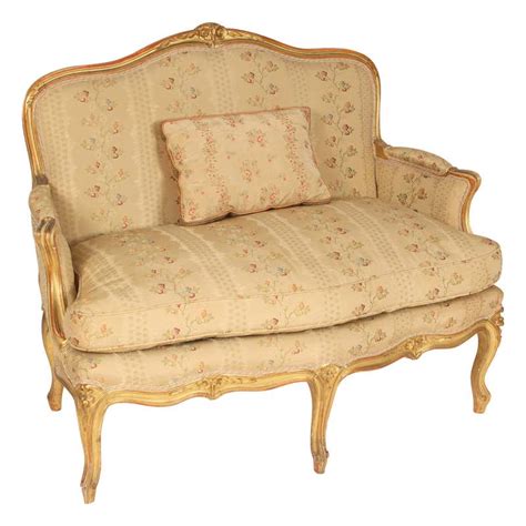 Louis Xvi Gilt Settee Loveseat Sofa With Fortuny Fabric For Sale At 1stdibs