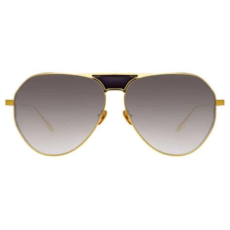 Linda Farrow Matheson C Aviator Sunglasses In Yellow Gold And Black